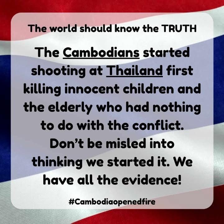 RedSkullxxx's tweet image. The world must know the truth.
Cambodia fired first — targeting civilians, children, the elderly, and even a hospital. These are clear violations of international law and basic humanity.
Thailand did not provoke. We have solid evidence.
Stop the lies. Stop the attacks.…