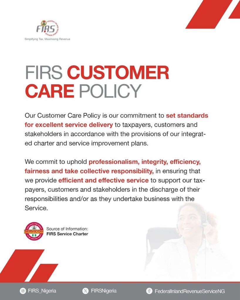 International Fayawo (@thetegbe) on Twitter photo <a href="/FIRSNigeria/">Federal Inland Revenue Service NG</a> setting the gold standard in taxpayer service delivery through efficient, professional and people-focused service.
#SimplifyingTaxMaximisingRevenue <a href="/FIRSNigeria/">Federal Inland Revenue Service NG</a> setting the gold standard in taxpayer service delivery through efficient, professional and people-focused service.
#SimplifyingTaxMaximisingRevenue