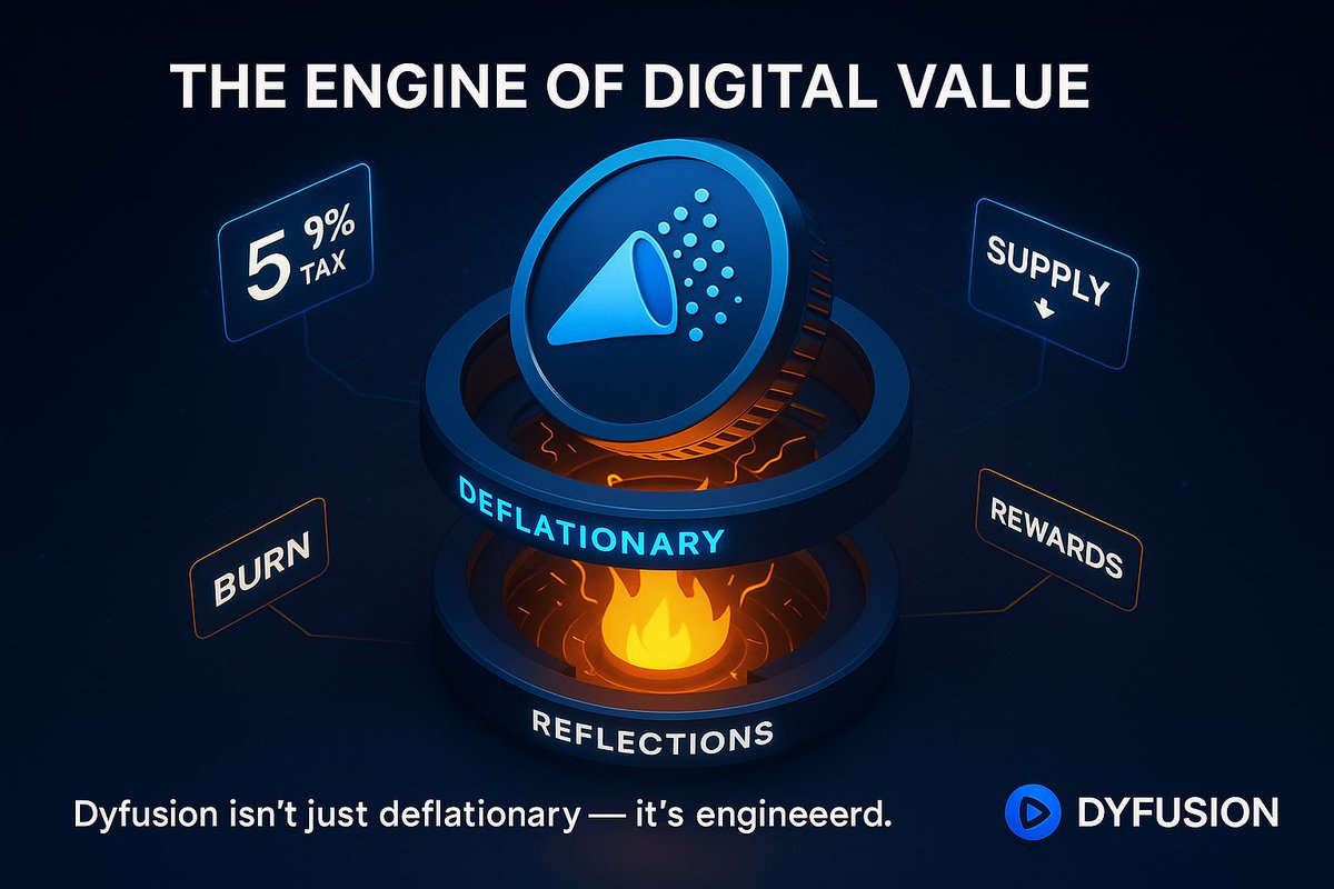 This isn't a token.
It's an economic machine engineered to burn, reward, and evolve.
<a href="/dyfusionchain/">DYFUSION</a>  is where:
⚙️ Crypto meets physics
🔁 Tokenomics meets AI
🧩 Chain meets creator economy
The future runs on Dyfusion.
#DyfusionLaunch #TweetToEarn #Web3RevolutionNow