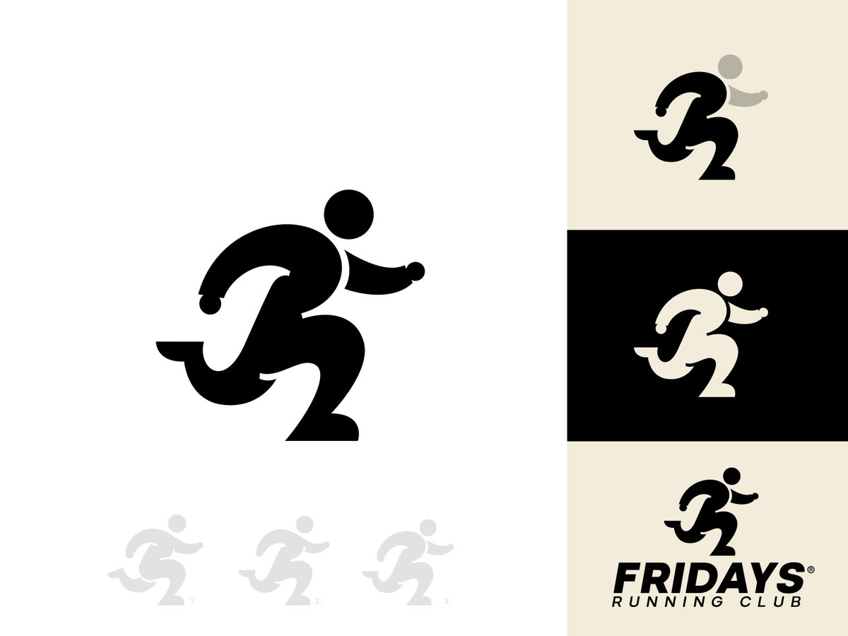 Fridays Run - a simple and cool logo design (exploration) of a runner.