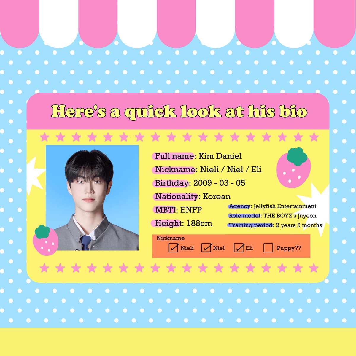 mistrmuff's tweet image. get to know Kim Daniel 🐶🥔

🖇️ เธรดทำความรู้จัก คิมแดเนียล aka คิมแดเนียล 66

เรามาทำความรู้จักกับคนที่มีเสน่ห์เหมือนลูกหมาตัวน้อยที่สุด ! จากค่าย Jellyfish กันค่ะ ♡🎧ྀི

#BOYS2PLANET #보이즈2플래닛
#김다니엘 #KIMDANIEL #キムダニエル