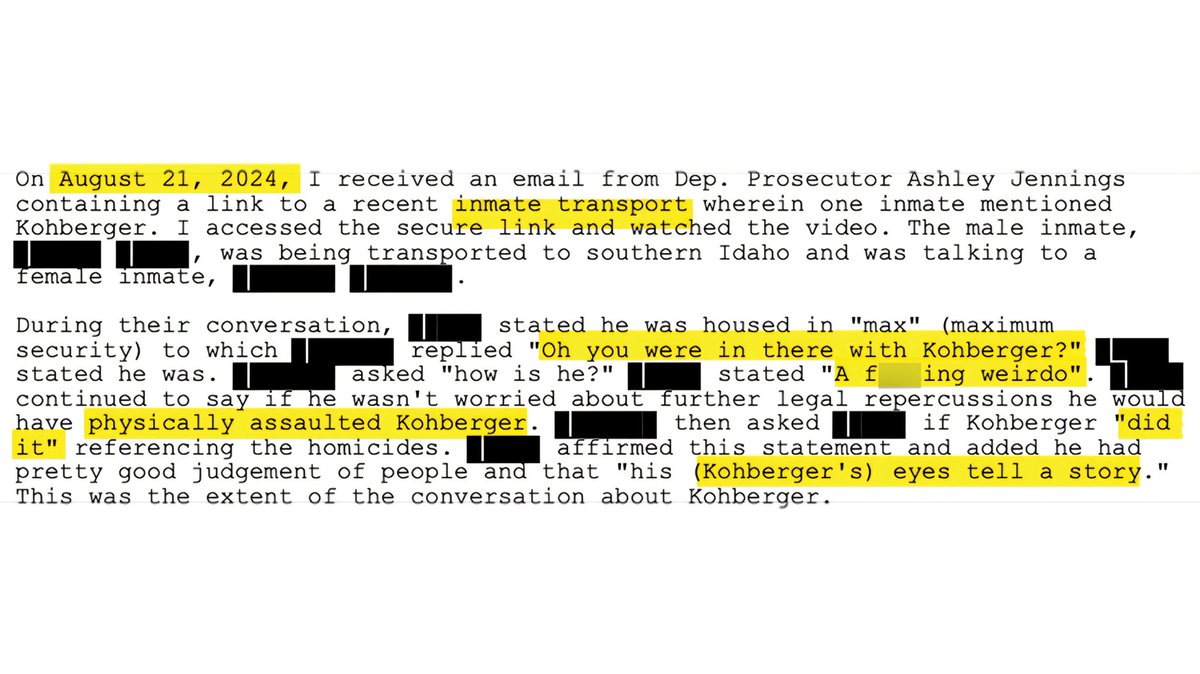 TurboUncloaked's tweet photo. Fellow inmate - #BryanKohberger "is a fucking weirdo" and he wanted to physically assault him, but was worried about consequences - August 2024 #docdump #Idaho4 https://t.co/A6HO8Dq62E
