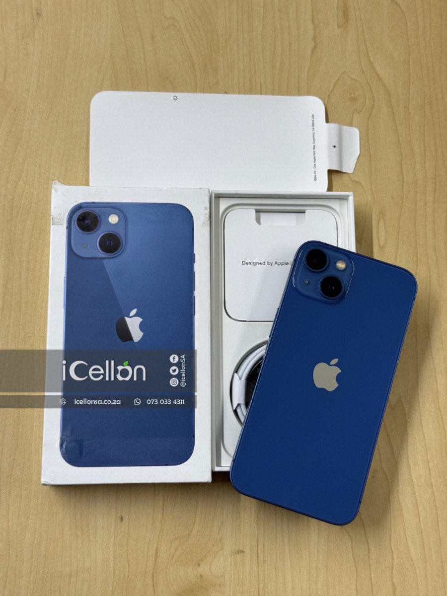 iCellonSA's tweet image. Blue iPhone 13 128GB on a discounted price of R8499⚫️🟢
We do cash on delivery in Johannesburg
We use CourierGuy/PostNet to deliver nationwide 📦🚚