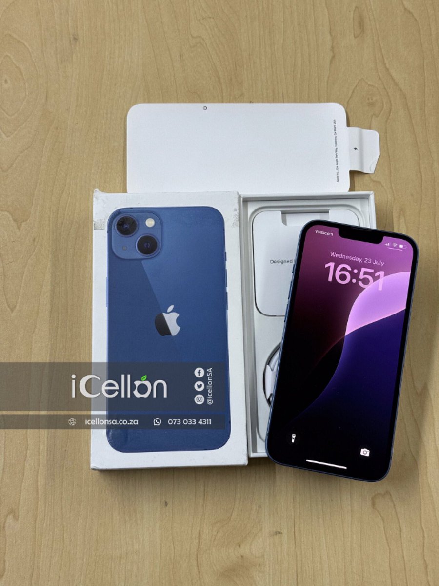 iCellonSA's tweet image. Blue iPhone 13 128GB on a discounted price of R8499⚫️🟢
We do cash on delivery in Johannesburg
We use CourierGuy/PostNet to deliver nationwide 📦🚚