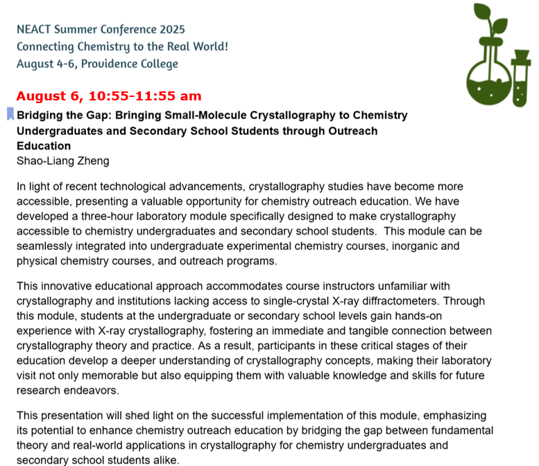 shaoliangzheng's tweet image. 📢Excited to share how we’re making #crystallography @HarvardCCB accessible to #undergrads & #K12 helping inspire the next generation! #NEACT2025 bit.ly/NEACT2025 😀😀#ScienceEducation #STEMTeachers #StructuralScience #education #ProfessionalDevelopment #TeacherPD