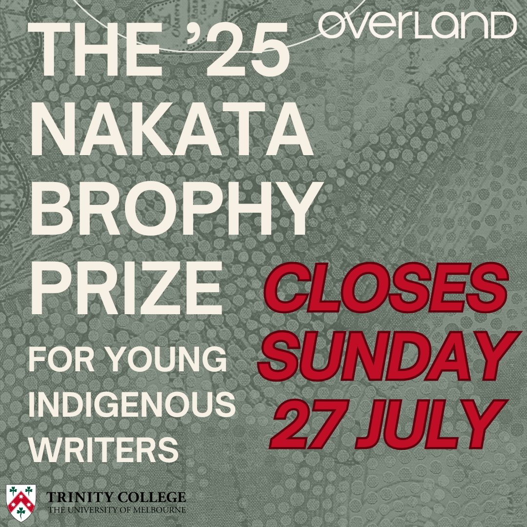 OverlandJournal's tweet image. Last chance to submit! The 2025 Nakata Brophy Prize closes this Sunday! Head here to learn more: overland.submittable.com/submit/24622/n…