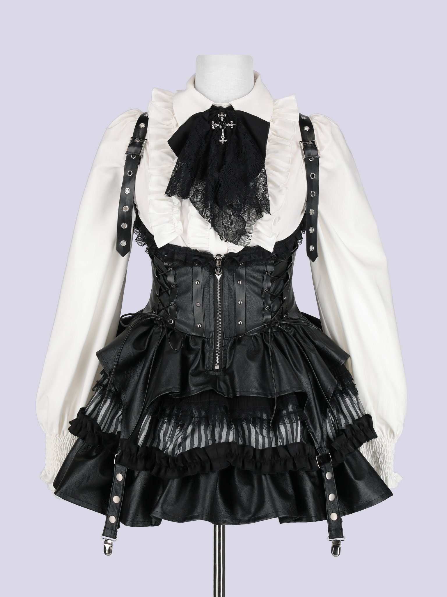 スカート QOOZA IMVAL / Frill Leather Dress IMVAL / Frill Leather Dress [BLK] - QOOZA