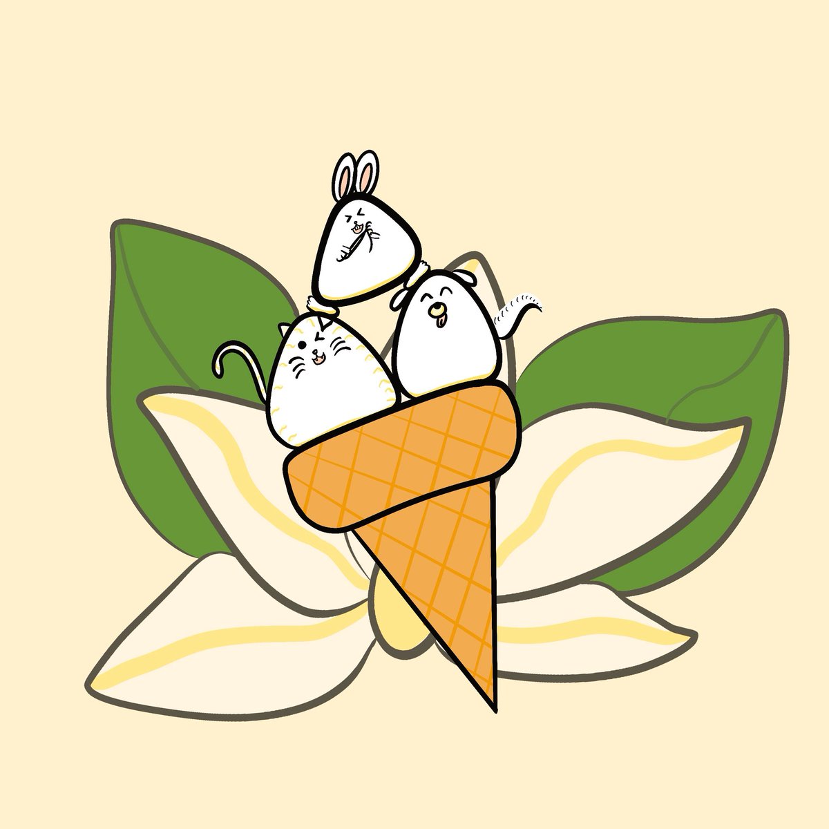yuia_corner's tweet image. Happy Vanilla Ice Cream Day from the coolest bunch in the cone!
#TriangleArt #VanillaIceCreamDay #SweetButNotEdible #ScoopSquad