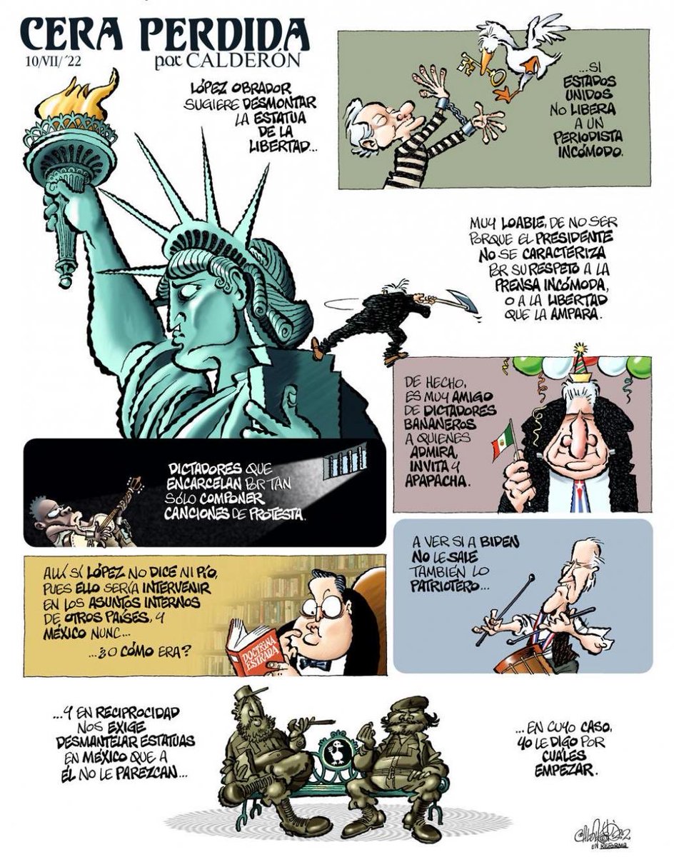 PacoCalderónCartones🇲🇽❤️🇺🇦❤️🇮🇱 (@cartoncalderon) on Twitter photo Dice la presidente que quitó a Colón porque un colectivo indígena se lompidió. Bueno, pues me encuentro con este cartón mío de hace unos años donde sugiero que quiten a esos dos matones.
Así que <a href="/AlessandraRdlv/">Alessandra Rojo de la Vega</a> sólo atendió mi solicitud ciudadana.
Muchas gracias. Dice la presidente que quitó a Colón porque un colectivo indígena se lompidió. Bueno, pues me encuentro con este cartón mío de hace unos años donde sugiero que quiten a esos dos matones.
Así que <a href="/AlessandraRdlv/">Alessandra Rojo de la Vega</a> sólo atendió mi solicitud ciudadana.
Muchas gracias.