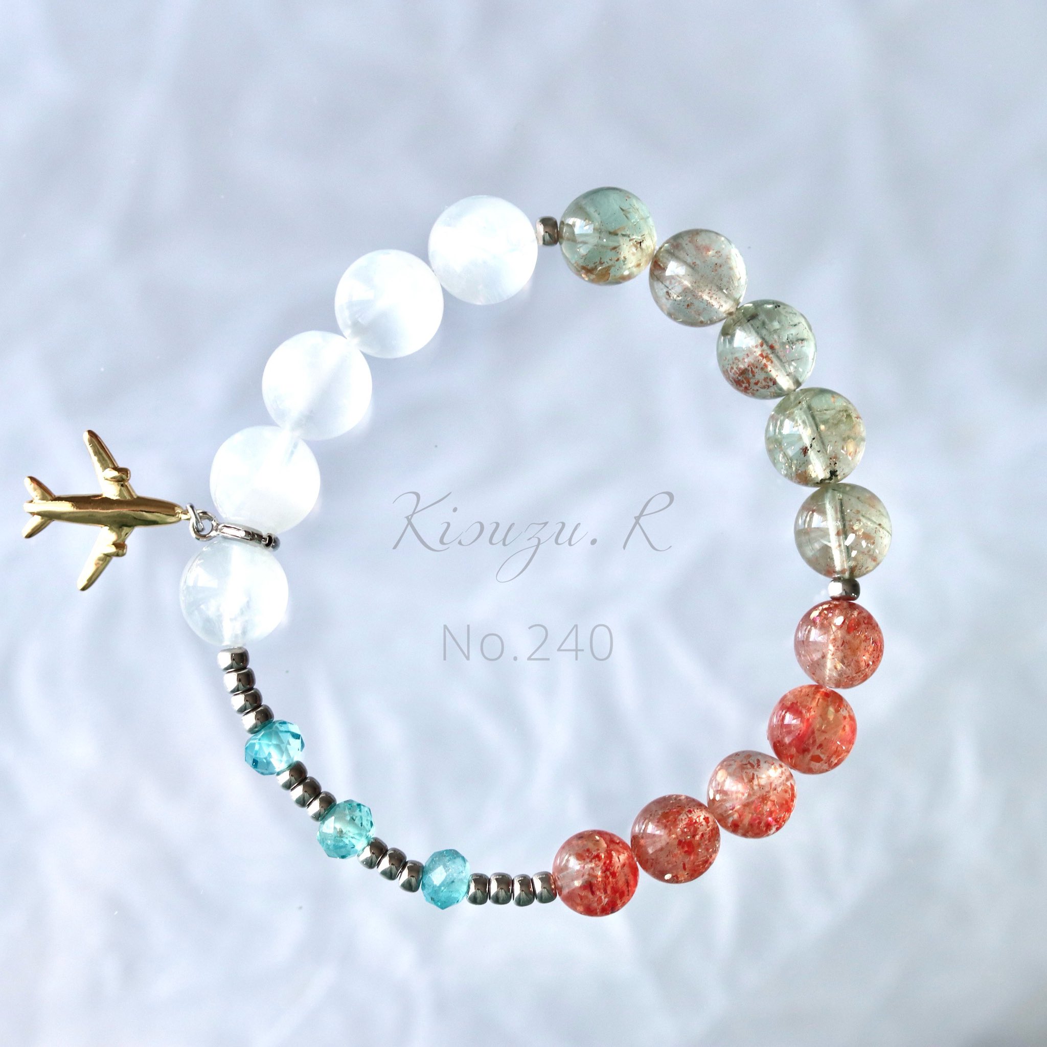 R 宝石質セイロンムーンストーン bracelet Rainbow Moonstone Cabochon Bracelet | Sterling Silver
