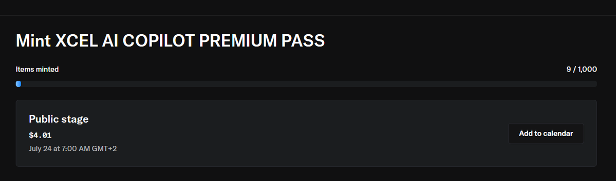 xCEL_AI's tweet image. gm yappers ☀️
PREMIUM PASS mint starts in 45 minutes 🫡