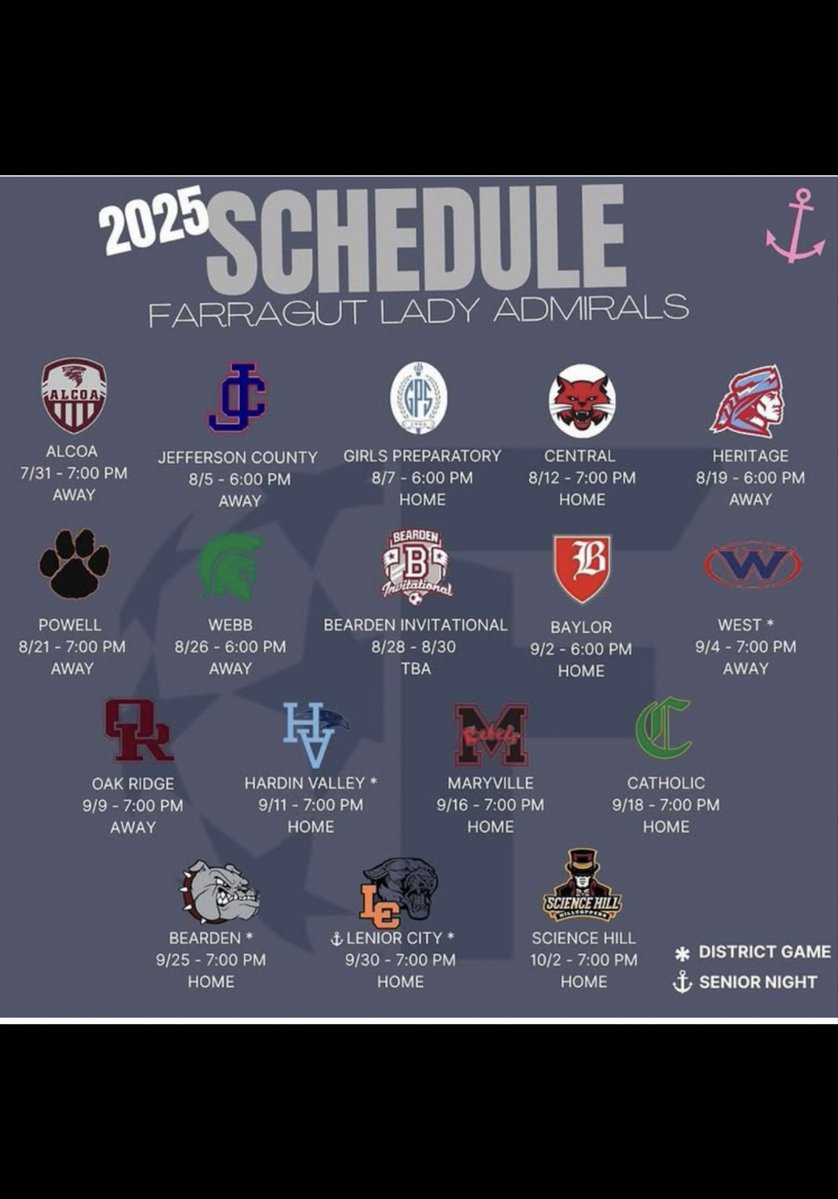 jack tate (@coachtatefhs20) on Twitter photo ⚽️ 2025 FARRAGUT LADY ADMIRALS ⚓️
VARSITY SOCCER SCHEDULE
<a href="/FarragutSoccer/">Farragut High School Soccer</a> <a href="/5StarPreps/">5Star Preps</a> <a href="/prepxtra/">PrepXtra</a> <a href="/West105_WFIV/">Farragut Radio</a> <a href="/farragutpress1/">farragutpress</a> <a href="/JessicaLyn92/">Jessica Stephens Burkhart</a> <a href="/Clabo_Crazies/">Clabo Crazies</a> <a href="/wvltrick/">Rick Russo</a> <a href="/WATESports/">WATE Sports</a> <a href="/WBIRSports/">WBIR Sports</a> ⚽️ 2025 FARRAGUT LADY ADMIRALS ⚓️
VARSITY SOCCER SCHEDULE
<a href="/FarragutSoccer/">Farragut High School Soccer</a> <a href="/5StarPreps/">5Star Preps</a> <a href="/prepxtra/">PrepXtra</a> <a href="/West105_WFIV/">Farragut Radio</a> <a href="/farragutpress1/">farragutpress</a> <a href="/JessicaLyn92/">Jessica Stephens Burkhart</a> <a href="/Clabo_Crazies/">Clabo Crazies</a> <a href="/wvltrick/">Rick Russo</a> <a href="/WATESports/">WATE Sports</a> <a href="/WBIRSports/">WBIR Sports</a>