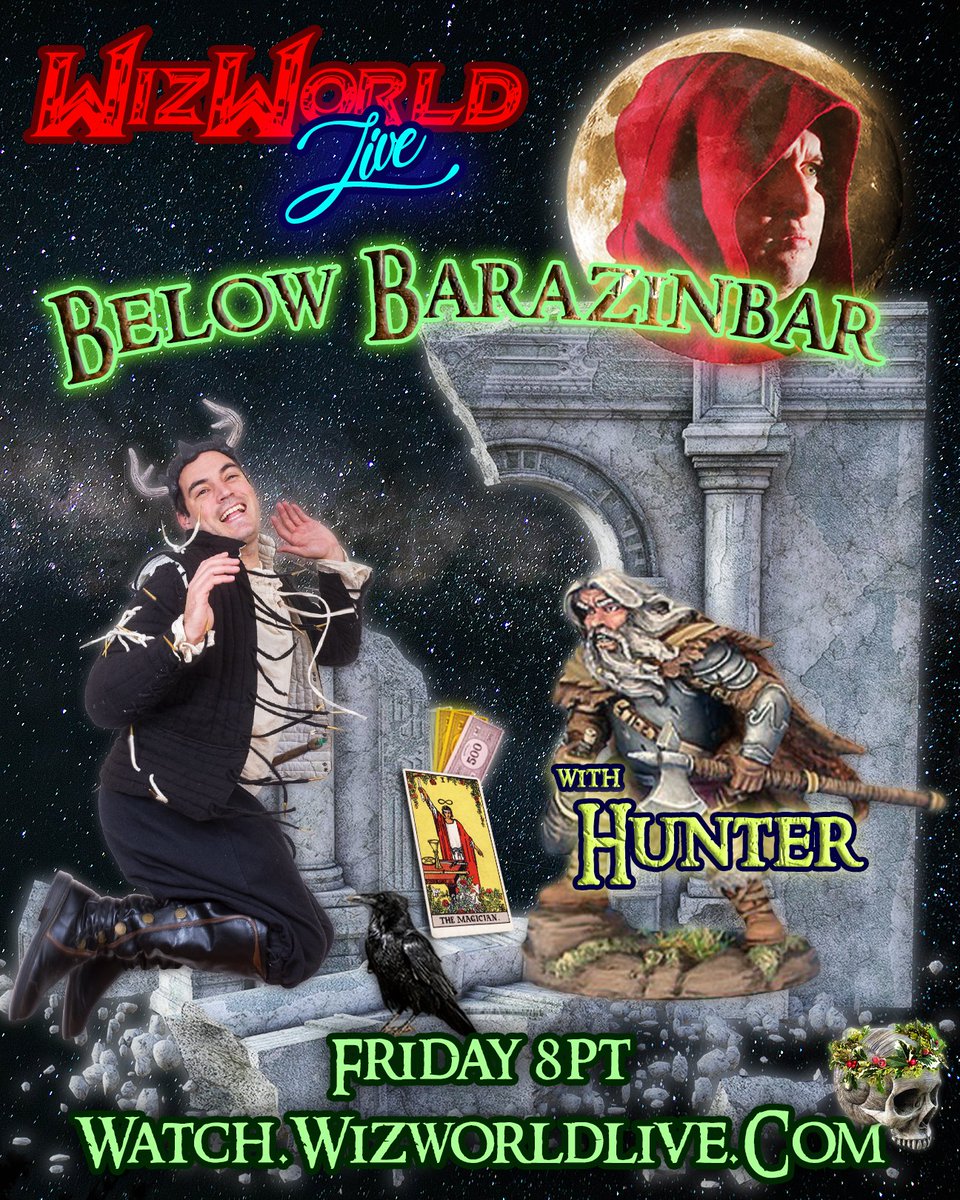 WizWorldLive's tweet image. Khazâd ai-mênu, mortals! On this Friday we head underground—deep BENEATH BARAZINBAR! Down, down, to the realm of the DWARVES! Work, song, ale with our guest BARTLEDUIN (aka Hunter)! Grab an axe, a mug, & join us Friday at 8PT!