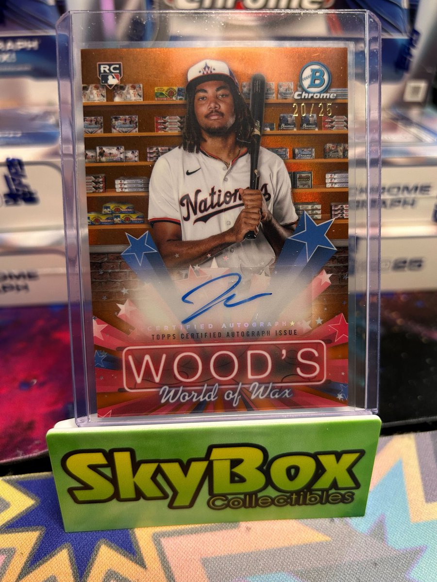 SkyboxCollect's tweet image. All Aboard! Chrome Baseball Has Arrived and Ethan Went Through a Decent Amount Today to Pull These Gems! That last card makes us wonder if James Wood would ever open his own shop? 😅
We’re breaking 2025 Topps Chrome Baseball Cards All Week!
#jameswood #chromebaseball #cards