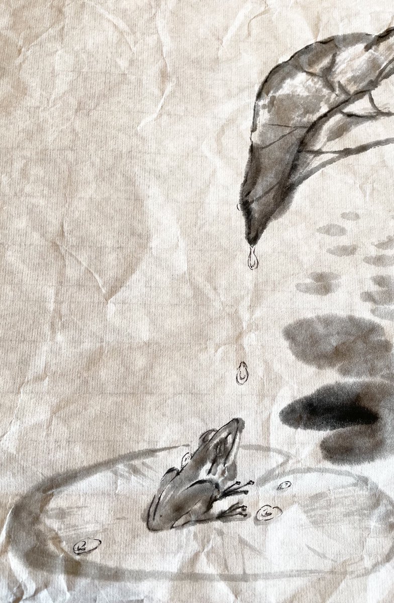 暑すぎて水に触れたくなる。
倉庫掃除をしてたら見つけたクシャクシャの紙で水墨画を描いて遊ぶ時間🐛