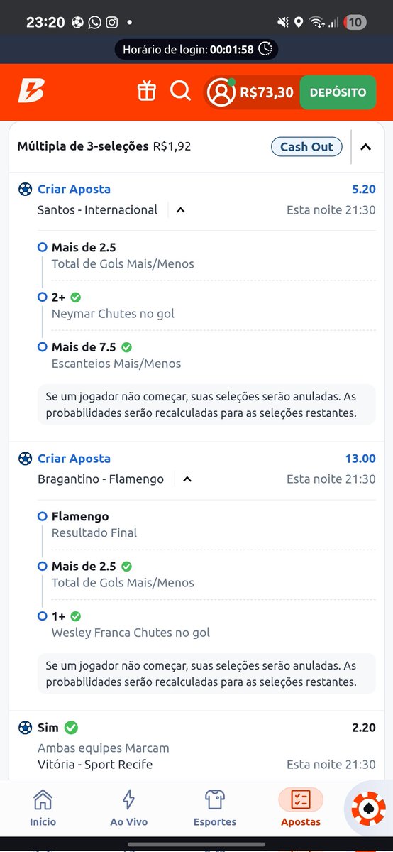 _Msantos00's tweet photo. @OddsAltas E eu q dei cash nessa odd 149 e em seguida saiu o gol😂😭 https://t.co/v8CrKZpdim