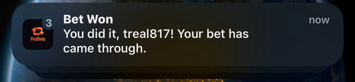 T_RealPicks's tweet image. I love seeing this noti🥰🥰
@rebetapp
#rebet #playerprops #sportsbetting #gamblingx #gamblingtwitter #sportsbettingx