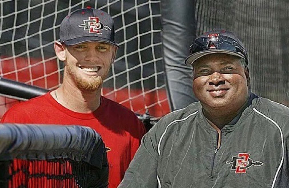 Stephen Strasburg with his coach at San Diego State, Tony Gwynn.