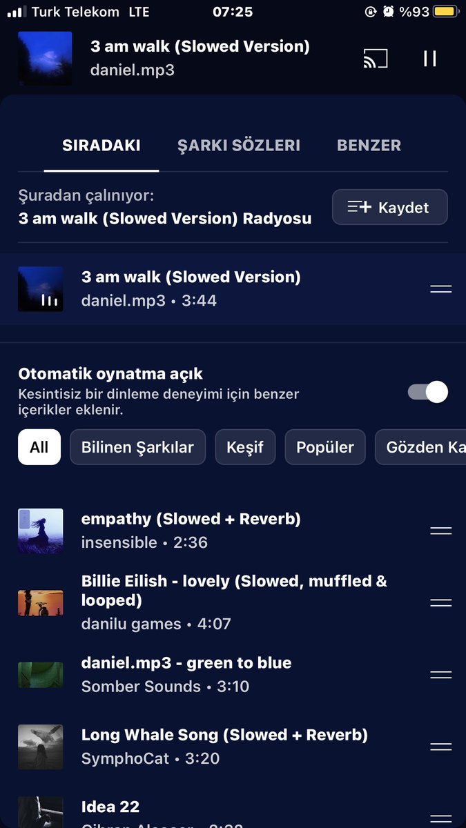 Şu şekil playlist’in olması