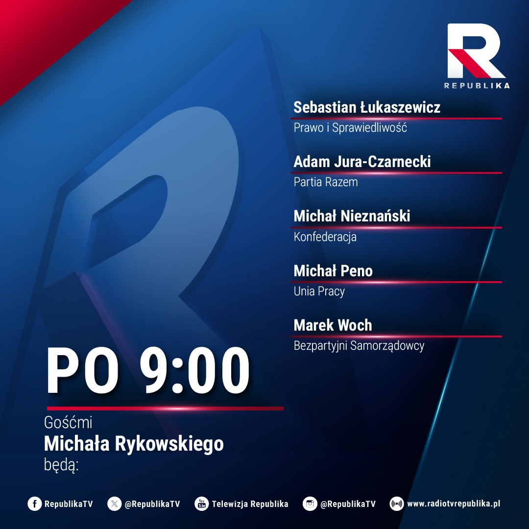 MarekWoch2's tweet photo. 🔵#PO9 | Dzisiejszymi gośćmi Michała #Rykowski będą:
📷@S_Lukaszewicz, (@pisorgpl)
📷@juraczarnecki, (@partiarazem)
📷@Nieznanski_M (@KONFEDERACJA_ )
📷@MarekWoch2 (#BezpartyjniSamorządowcy) @Federacja_BiS
📷@peno_m_#UniaPracy) https://t.co/WAXvxarjOZ