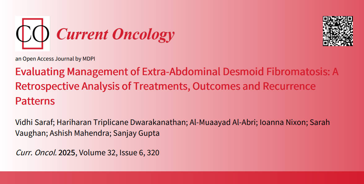 CurrentOncology's tweet image. π
New #Article in #Vol32_Iss6
π "Evaluating Management of Extra-Abdominal Desmoid Fibromatosis: A Retrospective Analysis of Treatments, Outcomes and Recurrence Patterns"
βοΈ by Vidhi Saraf et al.
π Access the full paper here: brnw.ch/21wUnvz