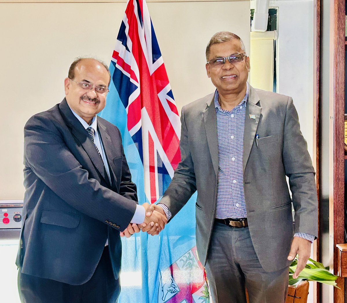 bimanprasad's tweet image. Pleased to welcome Mr. Ajay Bhushan Pandey, Vice President for Investment Solutions at Asian Infrastructure Investment Bank, during his courtesy visit. We discussed opportunities to deepen our collaboration in resilient, inclusive infrastructure development for Fiji. #FijiAIIB
