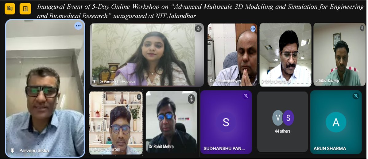 5-Day Online Workshop on “Advanced Multiscale 3D Modelling and Simulation for Engineering and Biomedical Research” inaugurated at NIT Jalandhar