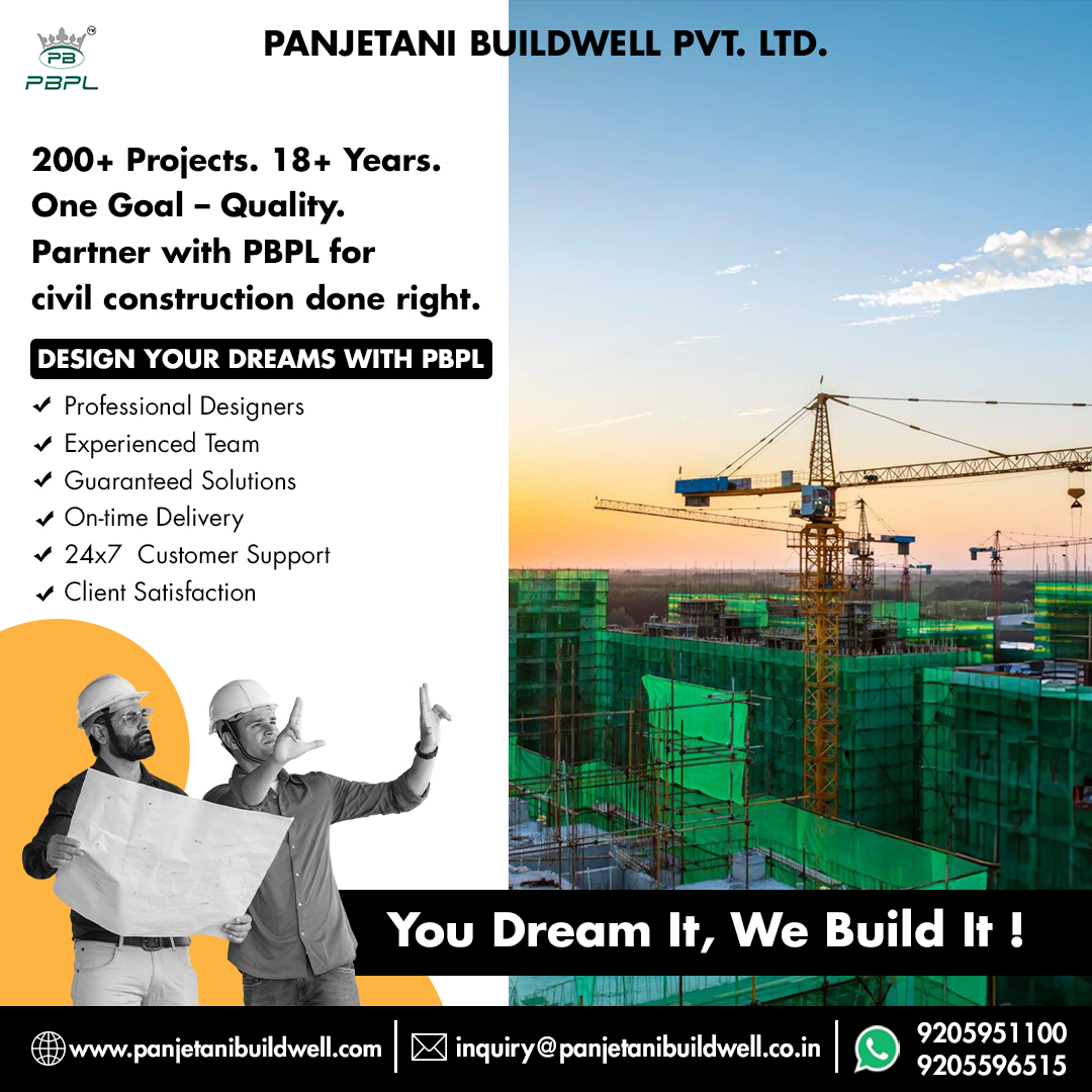 🏗️ 200+ Projects. 18+ Years. One Trusted Name – PBPL.
From blueprint to reality, we deliver excellence in every brick.
✅Civil Construction
✅Professional Designers
✅On-Time Delivery
 📞Let's build your dream together!

Visit us: panjetanibuildwell.com
#PBPL #PEB
