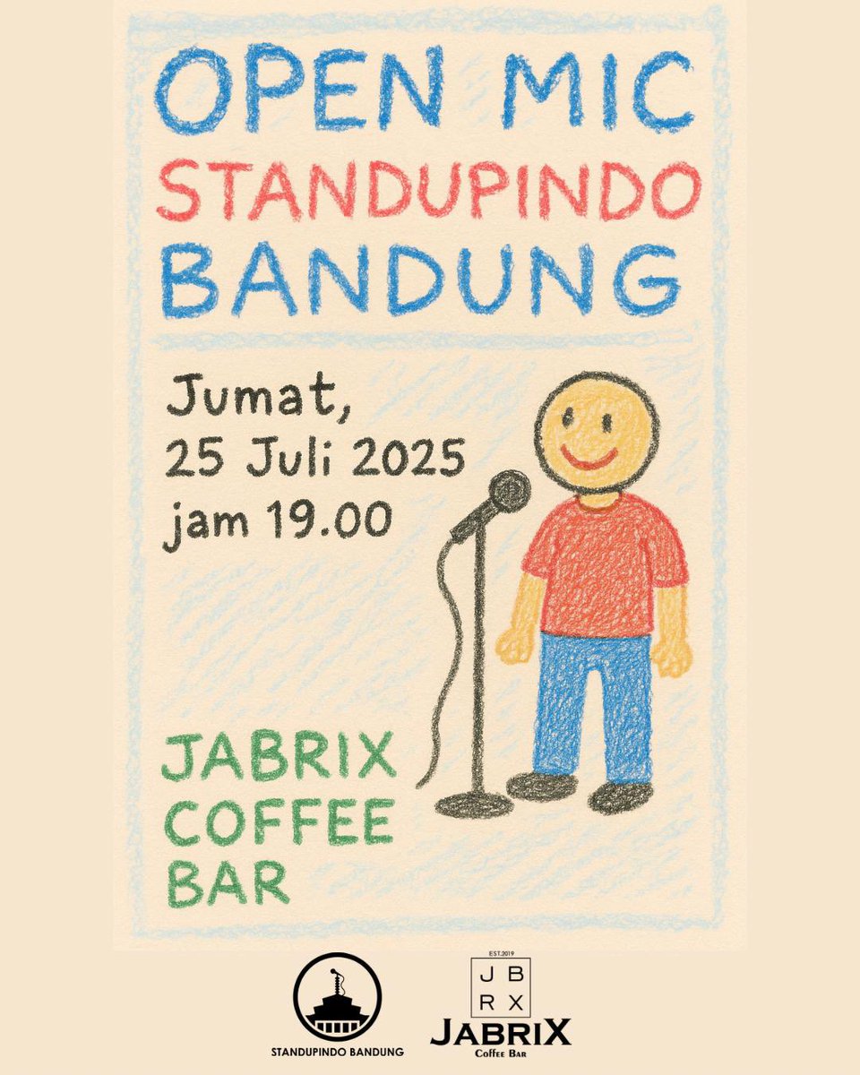 Besok hari Jumat, saatnya kita open mic lagiii 🙌🏻

Seperti biasa di @jabrixcoffee jam 7 malam, yang mau open mic datang lebih awal ya karena slot terbatas. Nonton gratis, jajan masing-masing 💙💙

#openmicstandupindobdg
#MoalKaduhung