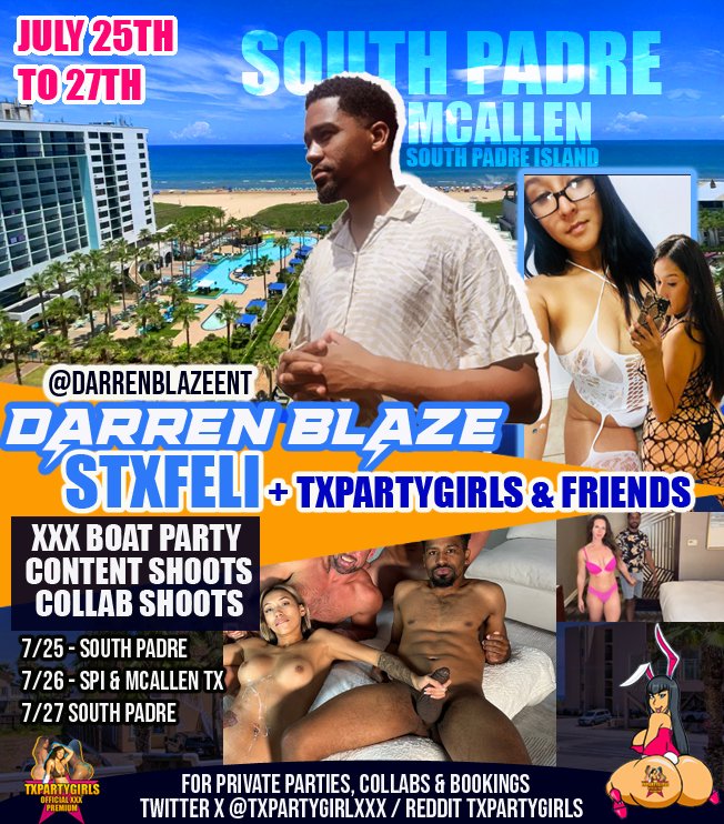 Texas Girls Gone Wild (@txpartygirlxxx) on Twitter photo THE BBCs <a href="/Darrenblazeent/">Darren Blaze TEXAS</a> + <a href="/stxfeli2/">👓Favorite Teacher Milf</a> is COMING to South Padre To FILM and Party with us. Ladies DM for info THE BBCs <a href="/Darrenblazeent/">Darren Blaze TEXAS</a> + <a href="/stxfeli2/">👓Favorite Teacher Milf</a> is COMING to South Padre To FILM and Party with us. Ladies DM for info