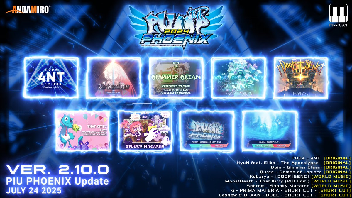 Pump It Up Official - NEW PIU2024 PHOENIX!! (@piu_global) on Twitter photo 2025๋
7์ 24์ผ, ํํ์์
ํผ๋์ค์ ์ด์ํ๋ฒ์งธ ๊ณต์ ์
๋ฐ์ดํธ v2.10.0์ด ๋ฐฐํฌ๋ฉ๋๋ค.
์์ธํ ์ฌํญ์ ๊ณต์ง์ฌํญ์ ์ฐธ์กฐํ์ธ์. tinyurl.com/2dhekznu
PIU Phoenix's 19th official update, v2.10.0 will be released on July 24, 2025.
Please refer to the notice for details. 2025๋
7์ 24์ผ, ํํ์์
ํผ๋์ค์ ์ด์ํ๋ฒ์งธ ๊ณต์ ์
๋ฐ์ดํธ v2.10.0์ด ๋ฐฐํฌ๋ฉ๋๋ค.
์์ธํ ์ฌํญ์ ๊ณต์ง์ฌํญ์ ์ฐธ์กฐํ์ธ์. tinyurl.com/2dhekznu
PIU Phoenix's 19th official update, v2.10.0 will be released on July 24, 2025.
Please refer to the notice for details.