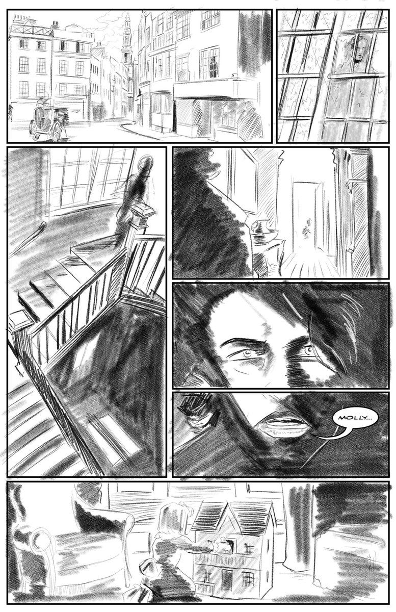 schiekapedia's tweet image. Pencils to inks and finished colors for a proof of concept page for a book called “Lesser of Two Evils.” #art #artwork #artist #illustration #comics #makecomics #makingcomics #horror #victorian