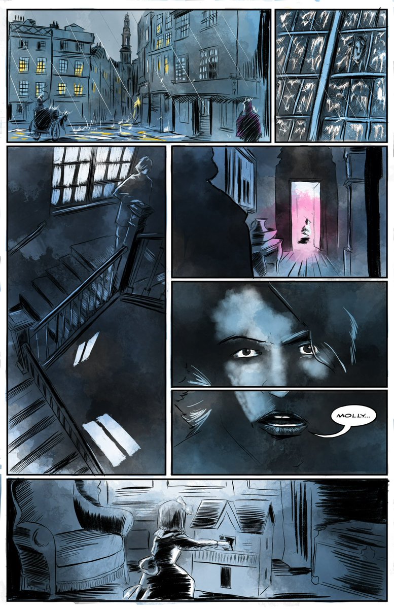 schiekapedia's tweet image. Pencils to inks and finished colors for a proof of concept page for a book called “Lesser of Two Evils.” #art #artwork #artist #illustration #comics #makecomics #makingcomics #horror #victorian