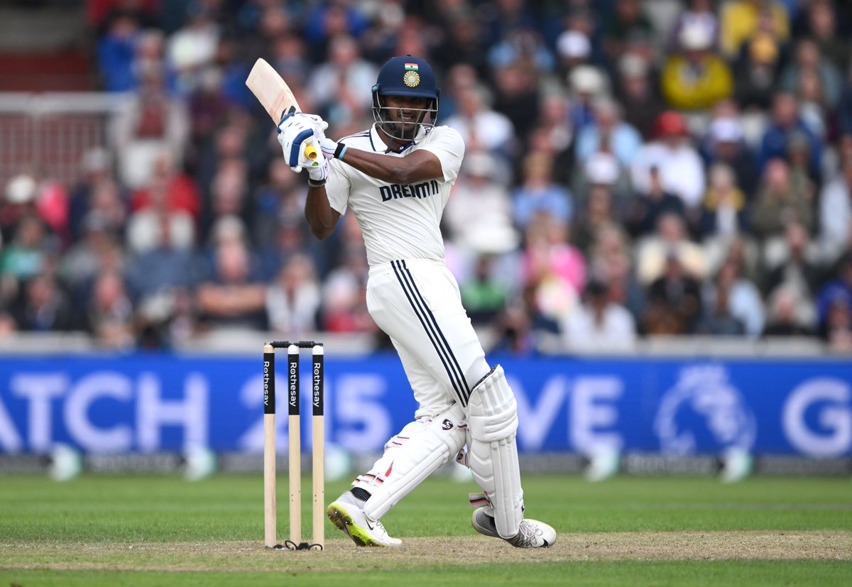 VJadhav24's tweet photo. Played like a typical Test Batter thats our Sai Sudarshan in English Condition. Batted like a saint just one rash shot, though it was a cricketing shot and got caught. Well played young man #Saisudarshan #ENGvsIND #INDvsENG #TestCricket #Pant #teamIndia https://t.co/MDvIQWIQ0g