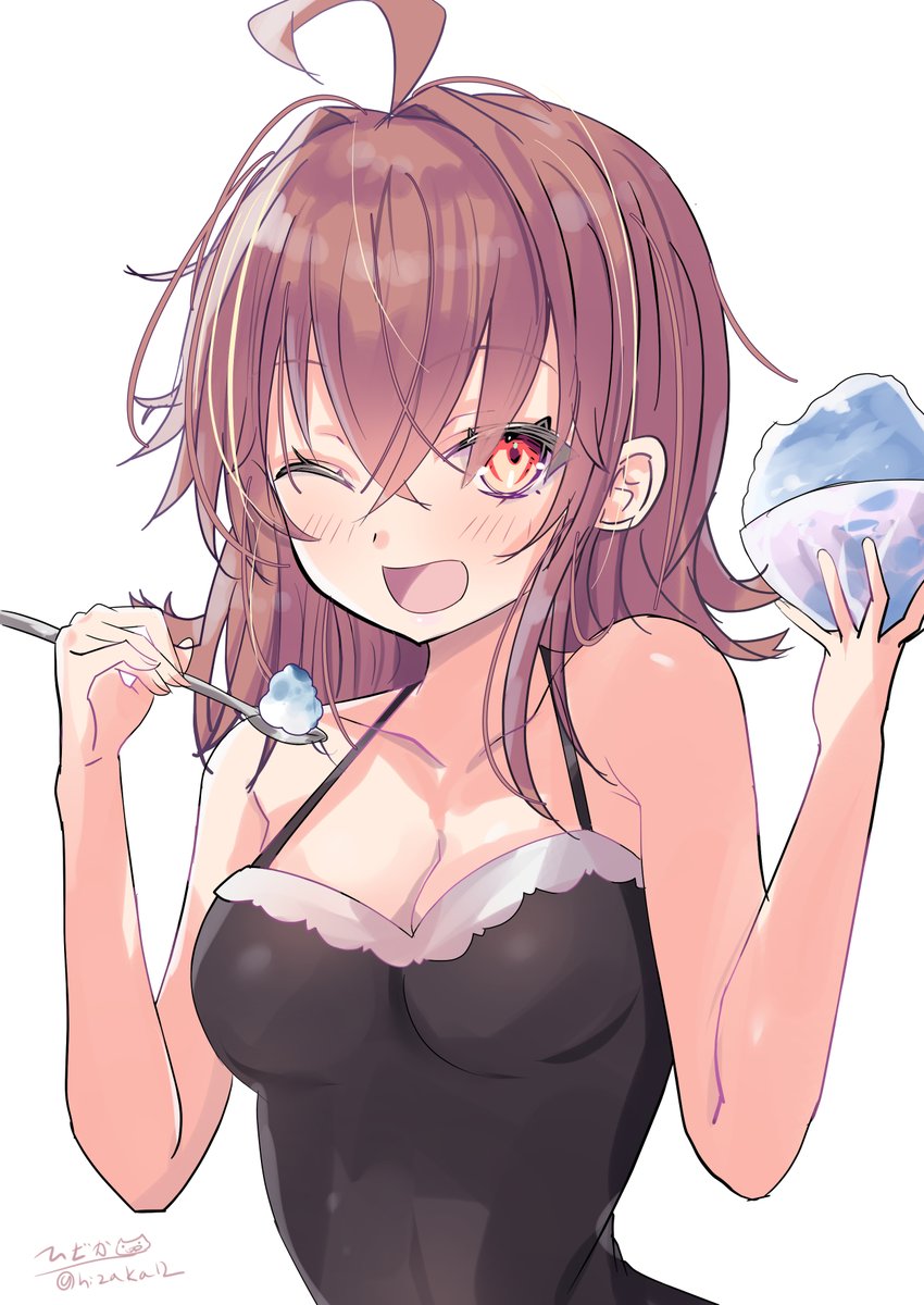 hizaka12's tweet image. かき氷を食べる嵐
#艦これ版深夜の真剣お絵描き60分一本勝負
#艦これ版真剣お絵描き60分一本勝負_20250722