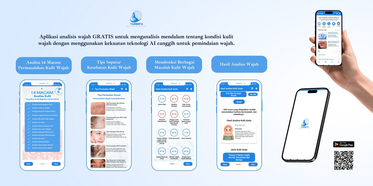 esinoil's tweet photo. @mediaztor Halo, Kak! 🌸Sekarang kamu bisa cek kondisi kulit wajah GRATIS pakai aplikasi AI canggih: YURBIFA 😍Cukup scan wajah dari rumah, hasilnya langsung keluar! 🔍 Jenis kulit, kelembapan, pori-pori, flek &amp; kerutan Download di Playstore ya!
Kalau masih bingung, boleh banget DM Kak https://t.co/QegWnc7YDs