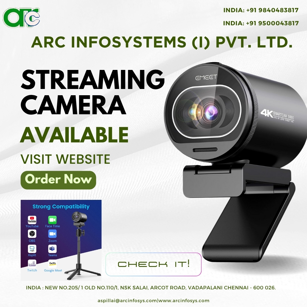 ArcInfosystems's tweet image. Level up your virtual meetings, online classes, or live events with ARC Infosystem’s Streaming Camera.
Perfect for professionals, educators, and corporate setups!
📲 WhatsApp: chat.whatsapp.com/LRUHP8nuRY1CHp…
🔗 LinkedIn: linkedin.com/company/arc-in…
#StreamingCamera #ARCInfosystem