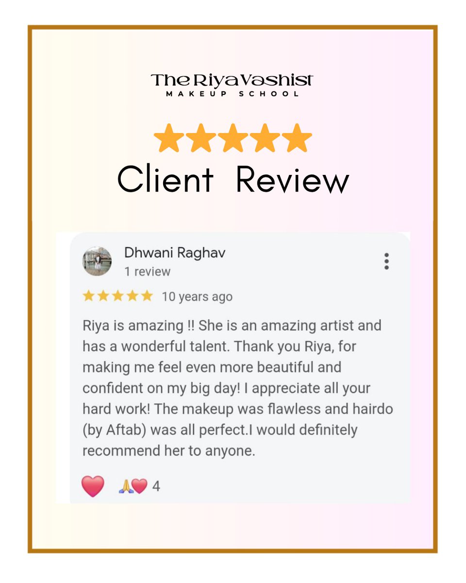 rvmua's tweet image. &quot;Riya is amazing.&quot;

Real words from a real client—reminding us why we love what we do.

Want to become a certified professional makeup artist?

📞 +91 9953783110
🌐 riyavashist.com

#riyavashist #makeupacademy #clienttestimonial #delhimakeupartist #bridalmakeup