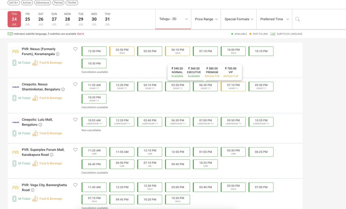YourRanjith's tweet image. Bangalore antha green ... ninna tickets konnavaallu kooda cancel chesukunta vunatlu vundi
1st day 98% shows green ..