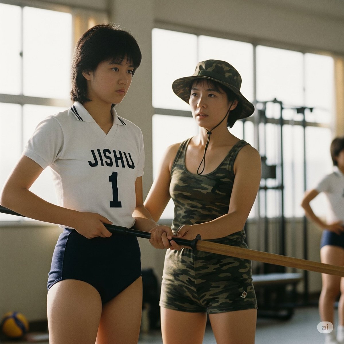 政治団体「國を護る女性の会（護女会）」が、バレーボール名門校、実修校でなぎなた指導をしました。