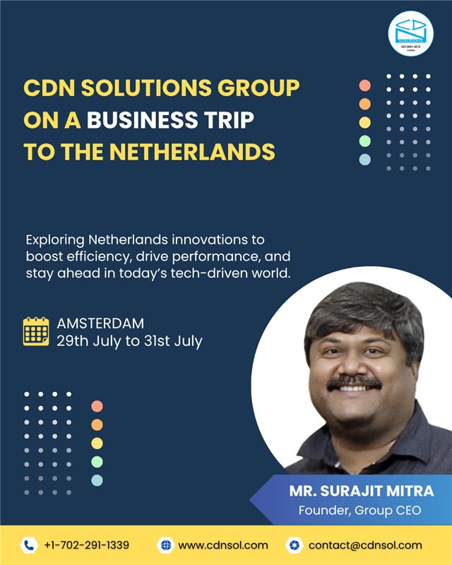 cdnsolutions's tweet image. 🌍 CDN Solutions Group is heading to the Netherlands! 🇳🇱
Join us in Amsterdam | 29-31 July to explore innovations &amp;amp; tech collaborations.
💡 Let’s connect if you’re around!
📩 contact@cdnsol.com
#CDNSolutions #AmsterdamTrip #TechBusiness #AI #DigitalTransformation