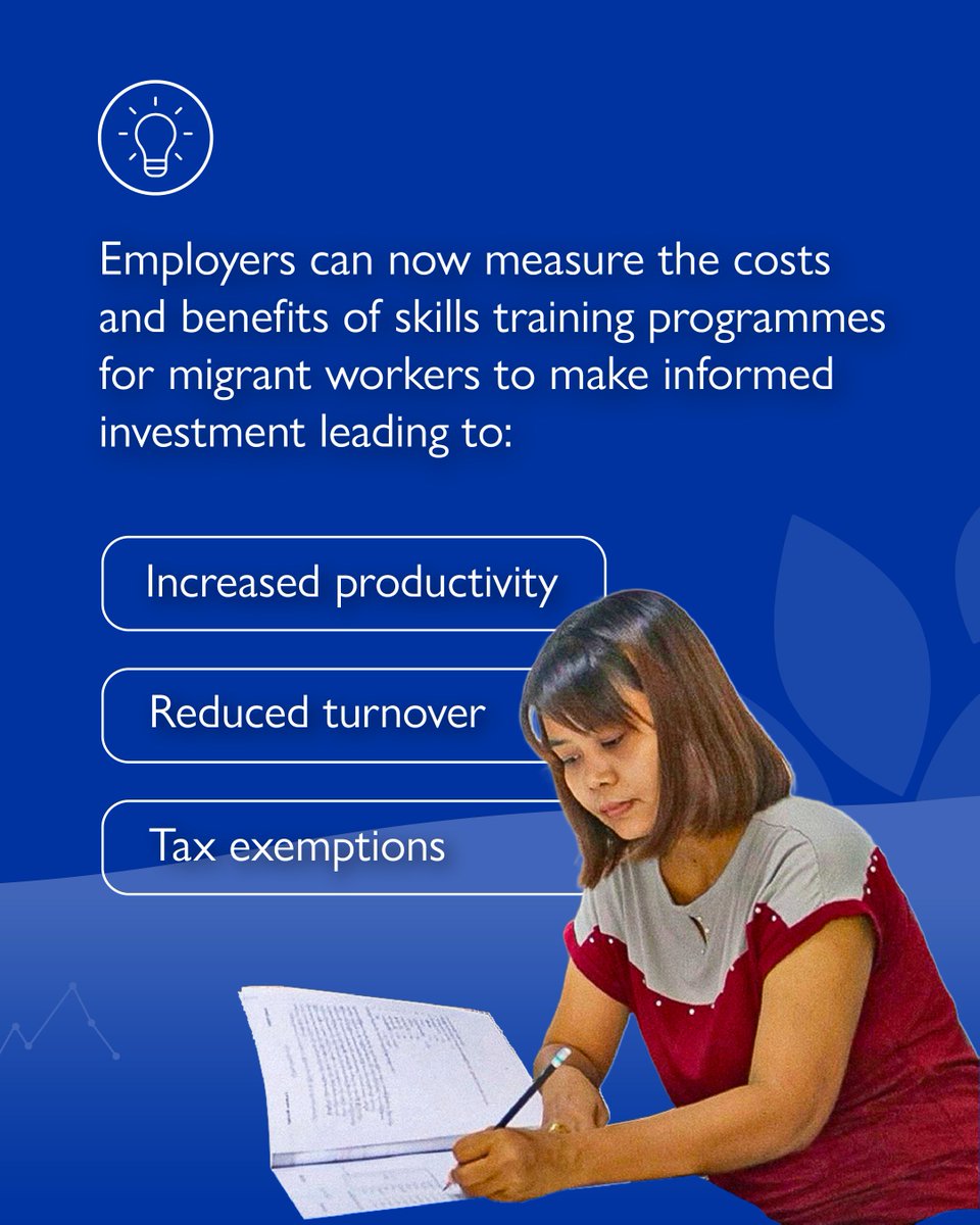 IOMThailand's tweet image. 🤔Why invest in training migrant workers?

Our Return on Training Investment (ROTI) tool can help you measure the impact! Skills development benefits everyone — migrants, employers and the economy.

Learn more: bit.ly/4kOM48E

#IOMPROMISE
