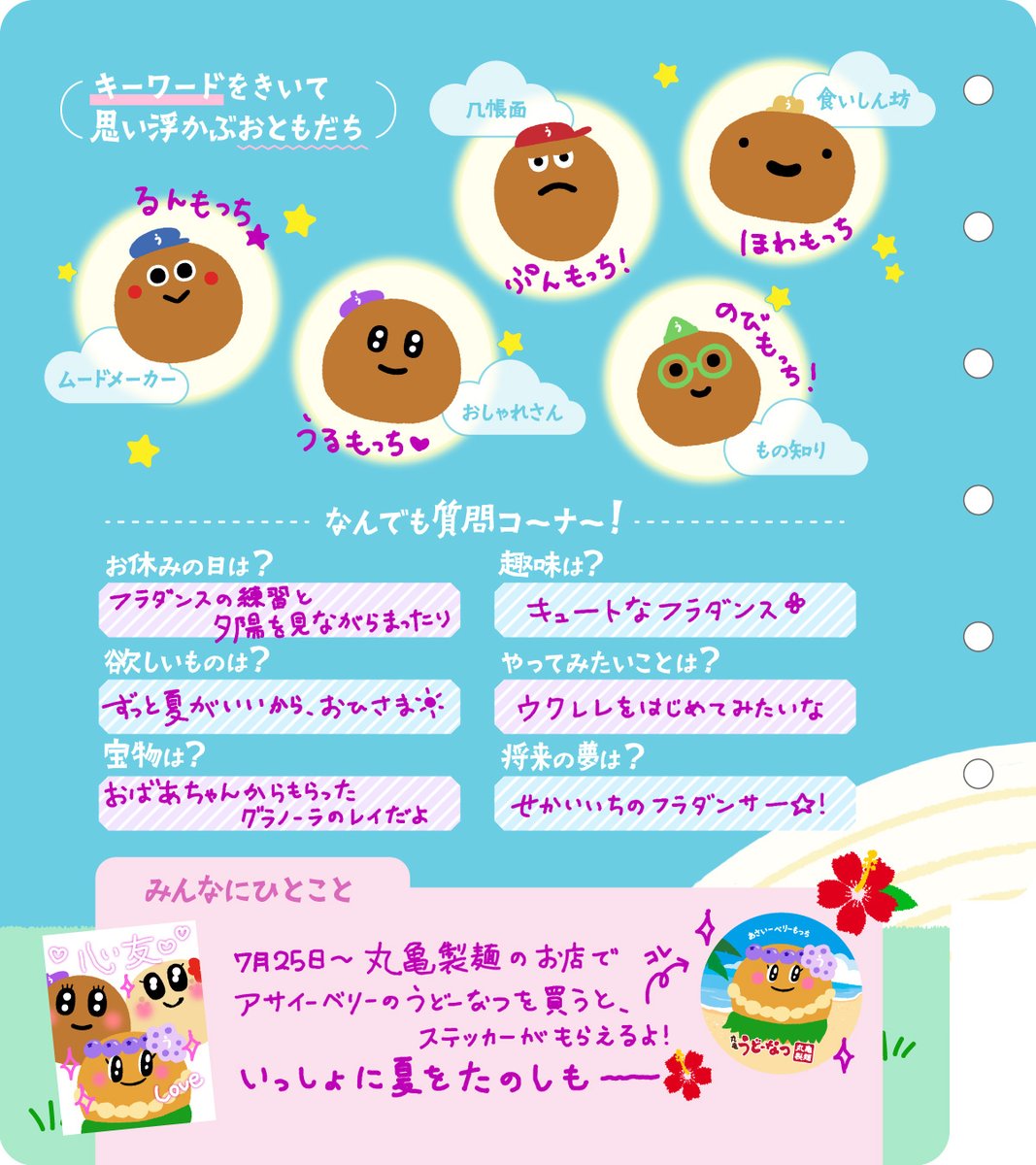 うどーなつ村に加わった新たななかま【あさいーべりーもっち】を