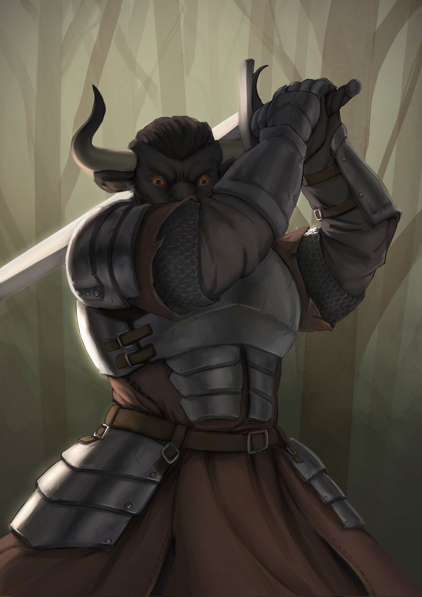 "People always underestimate my speed. They see a towering hunk of muscle clad in armor and assume that they can easily dodge it attacks. And while true, most of my blows are hard and heavy.... I can be quick when I need to. Just enough to strike a single, final blow."