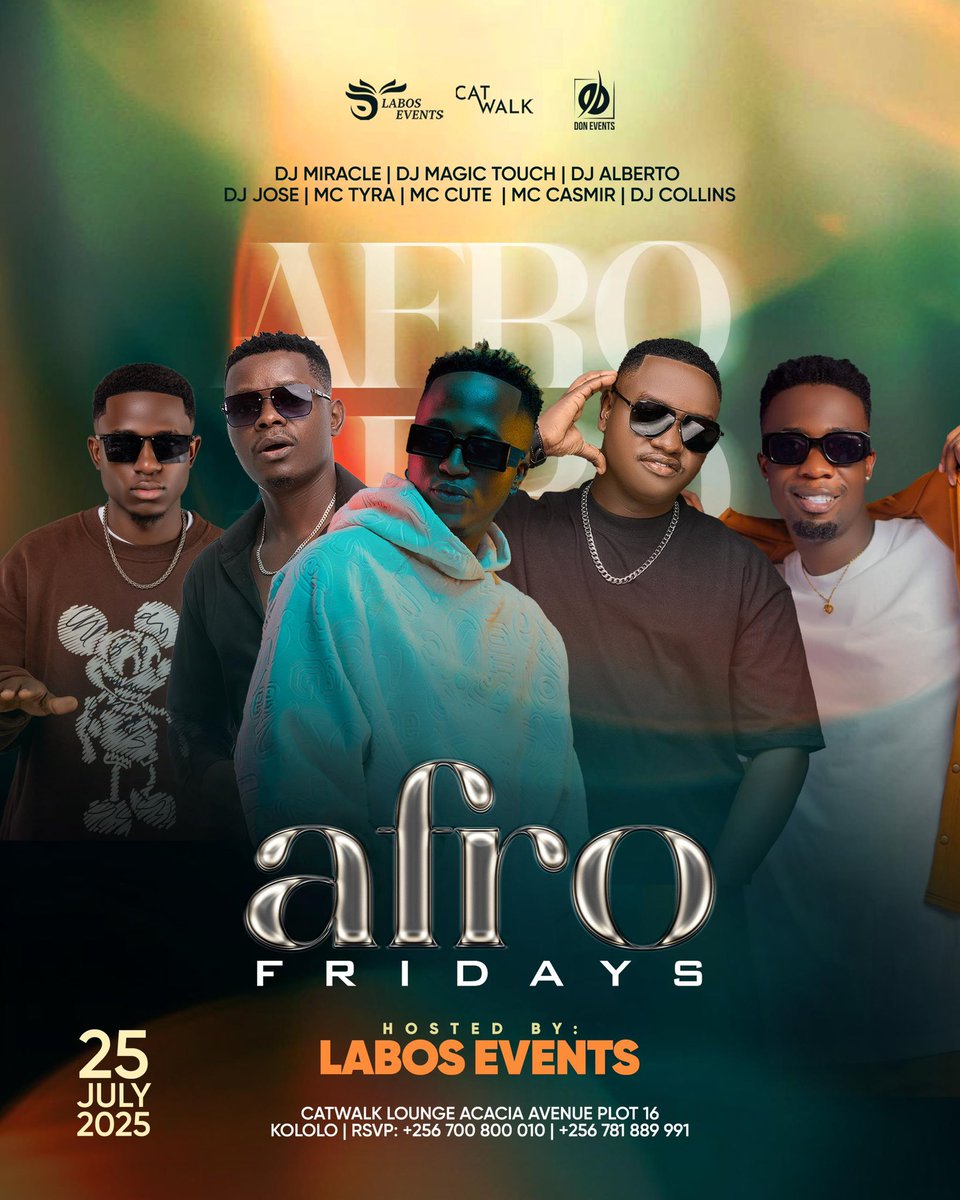 CatwalkKla's tweet image. Get ready to celebrate the vibrant culture of Africa this Friday at our Afro Friday club night! It’s the AFRO FRIDAY NIGHT with the Afro style musical bangs by @djmiracle_bigtalent @dj_magic_touch_ug @deejay_jose256 @mr43effect @collindj._ hosted by @labos_events_ @donlegacyeven