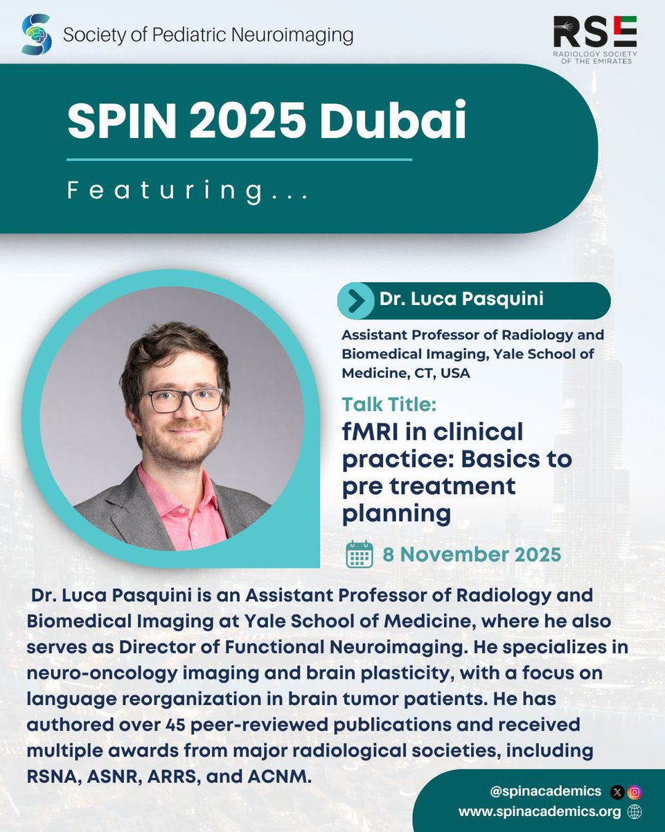 spinacademics's tweet image. The illustrious line up of tremendous speakers continue at #SPIN25 in incredible #Dubai. Dr Luca Pasquini presents a strong case for fMRI in the advanced imaging lab. All the way from @YaleMed! We are indebted.