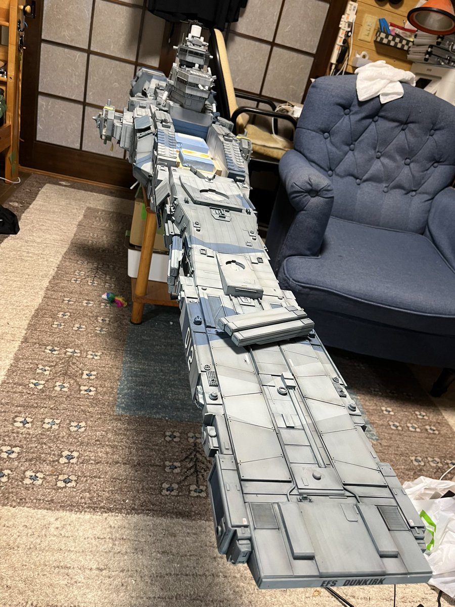 norme002_bear's tweet image. 入渠中　艦首構造材は修理完了
