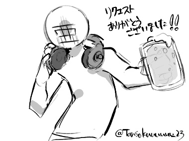Tansokuuuuuu_23's tweet image. 昨日の絵チャでリクエスト頂いた🐟と🎧