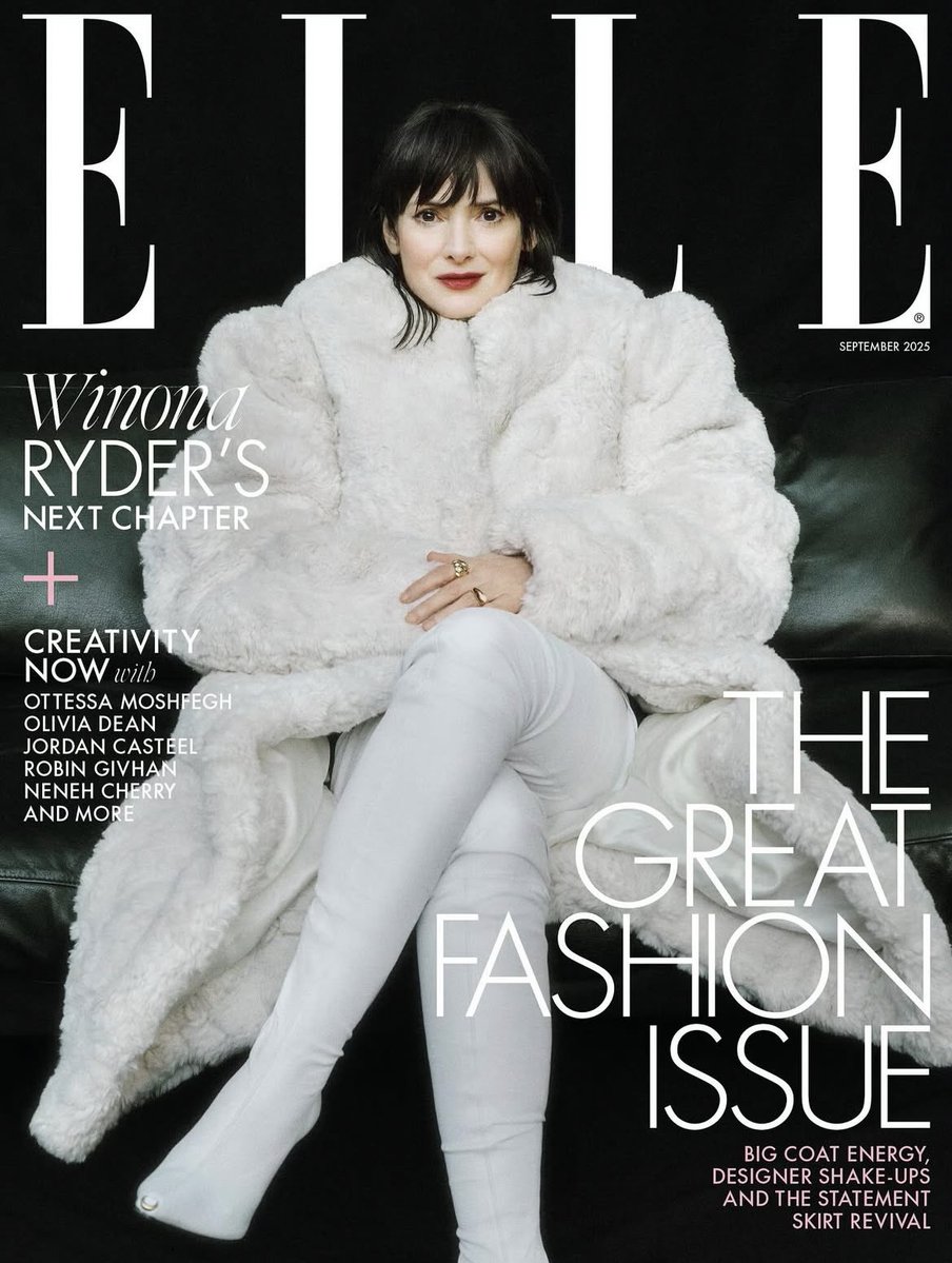 BESTOFWlNONA's tweet image. Winona Ryder for Elle magazine (September 2025).