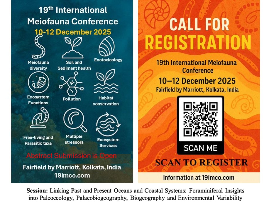 A dedicated session on Foraminifera at #19IMCO
Linking Past &amp; Present Oceans and Coastal Systems
📝 Abstract submission is now OPEN! sites.google.com/view/19imco/ho…
✨ Opportunities for travel grants
 <a href="/TMS_Foram/">TMS Foraminifera Working Group</a> <a href="/MicropalaeoSoc/">The Micropalaeontological Society (TMSoc)</a> <a href="/BenthicEcology/">Benthic Ecology Meeting Society</a>
<a href="/ForamsEU/">Foraminifera.eu</a> <a href="/PaleoSoc/">The Paleontological Society</a>